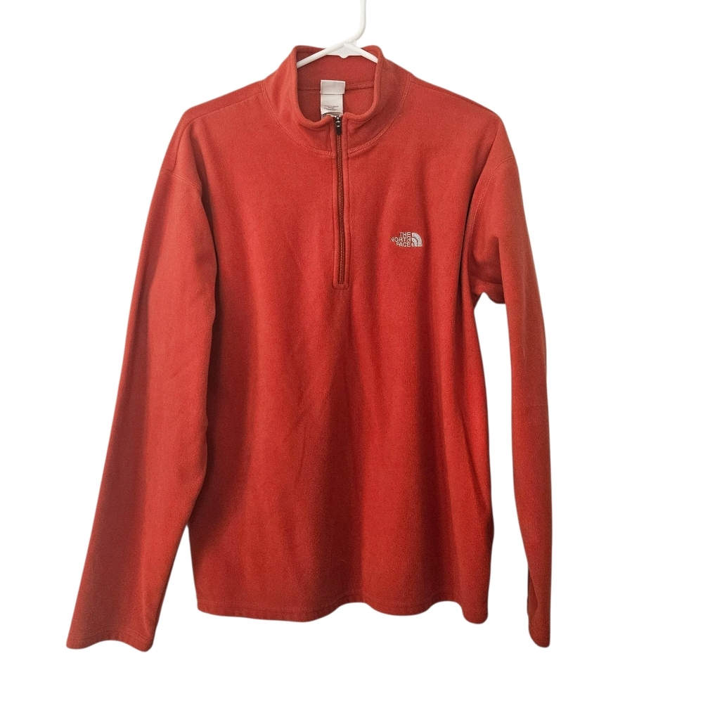 The North Face Quater Zip Flece Orange Sweatshirt Size M